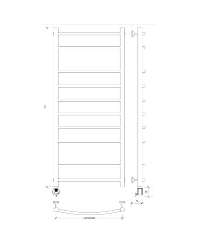 Полотенцесушитель электрический 1270х432 ТЭН левый Secado Милан 2 4603777451516