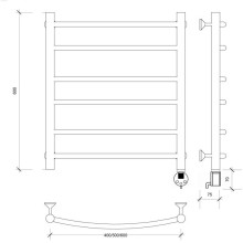 Полотенцесушитель электрический 670х532 ТЭН правый Secado Милан 2 4603759409047
