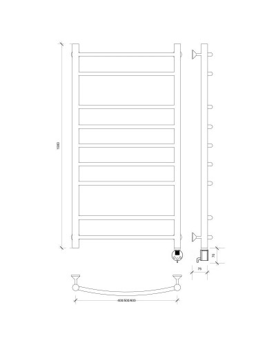 Полотенцесушитель электрический 1070х432 ТЭН правый Secado Милан 2 4603777451486