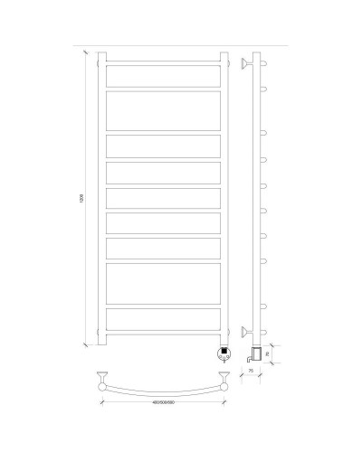 Полотенцесушитель электрический 1270х432 ТЭН правый Secado Милан 2 4603777451523