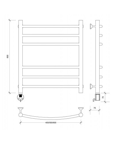 Полотенцесушитель электрический 670х432 ТЭН левый Secado Милан 3 4603777451554