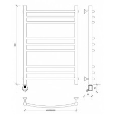 Полотенцесушитель электрический 870х632 ТЭН левый Secado Милан 3 4603777451615