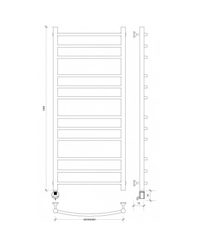 Полотенцесушитель электрический 1270х432 ТЭН левый Secado Милан 3 4603777451677