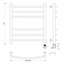 Полотенцесушитель электрический 670х432 ТЭН правый Secado Милан 3 4603777451561