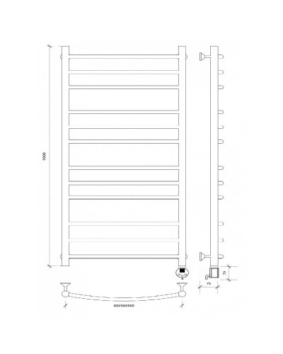 Полотенцесушитель электрический 1070х432 ТЭН правый Secado Милан 3 4603777451646