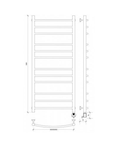 Полотенцесушитель электрический 1270х632 ТЭН правый Secado Милан 3 4603777451707