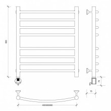 Полотенцесушитель электрический 670х432 ТЭН левый Secado Милан 4 4603777451714
