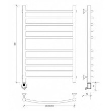 Полотенцесушитель электрический 870х632 ТЭН левый Secado Милан 4 4603777451776