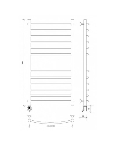 Полотенцесушитель электрический 1070х632 ТЭН левый Secado Милан 4 4603777451813