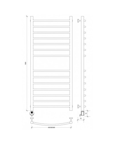 Полотенцесушитель электрический 1270х432 ТЭН левый Secado Милан 4 4603777451837