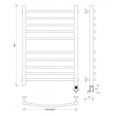 Полотенцесушитель электрический 870х532 ТЭН правый Secado Милан 4 4603759409139