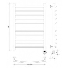 Полотенцесушитель электрический 870х632 ТЭН правый Secado Милан 4 4603777451783