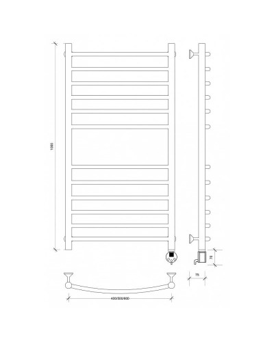 Полотенцесушитель электрический 1070х532 ТЭН правый Secado Милан 4 4603759409146
