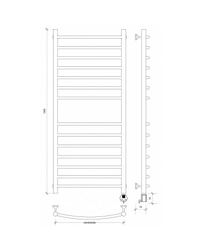 Полотенцесушитель электрический 1270х632 ТЭН правый Secado Милан 4 4603777451868