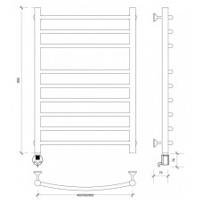 Полотенцесушитель электрический 870х532 ТЭН левый Secado Милан 5 4603759403335