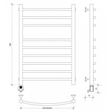 Полотенцесушитель электрический 870х632 ТЭН левый Secado Милан 5 4603777451936
