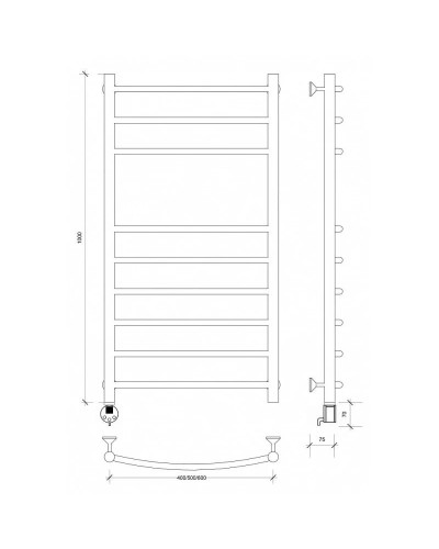 Полотенцесушитель электрический 1070х632 ТЭН левый Secado Милан 5 4603777451974