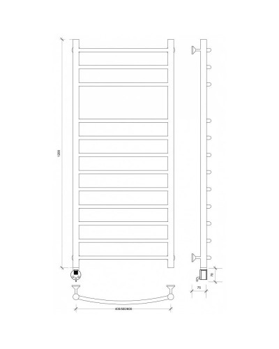 Полотенцесушитель электрический 1270х632 ТЭН левый Secado Милан 5 4603777452018