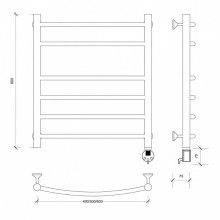 Полотенцесушитель электрический 670х532 ТЭН правый Secado Милан 5 4603759409160