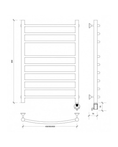 Полотенцесушитель электрический 870х532 ТЭН правый Secado Милан 5 4603759409177