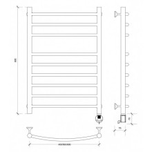 Полотенцесушитель электрический 870х632 ТЭН правый Secado Милан 5 4603777451943