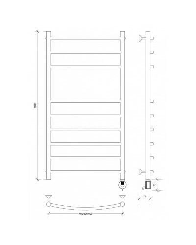 Полотенцесушитель электрический 1070х632 ТЭН правый Secado Милан 5 4603777451981