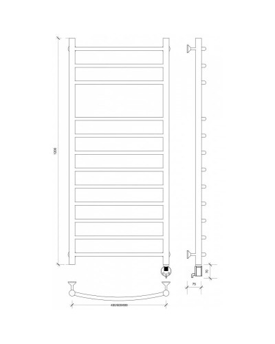 Полотенцесушитель электрический 1270х532 ТЭН правый Secado Милан 5 4603759409191