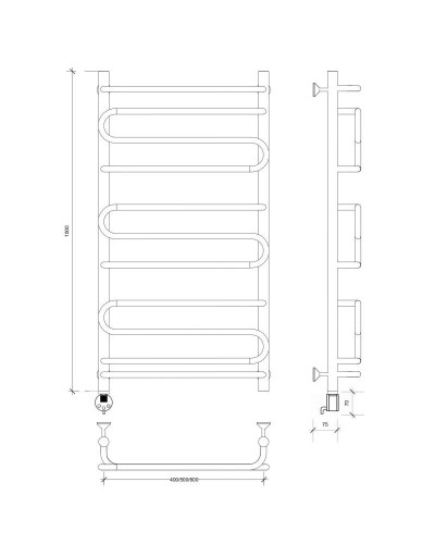 Полотенцесушитель электрический 1070х432 ТЭН левый Secado Валенсия 2 4603777453978