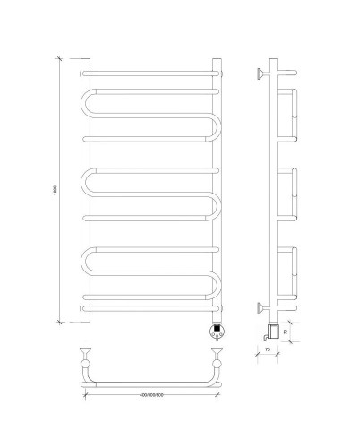 Полотенцесушитель электрический 1070х632 ТЭН правый Secado Валенсия 2 4603777454005
