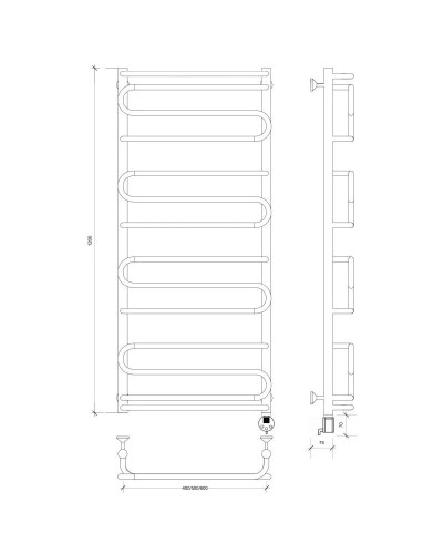 Полотенцесушитель электрический 1270х532 ТЭН правый Secado Валенсия 2 4603759408330