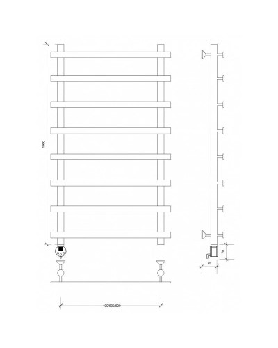 Полотенцесушитель электрический 1070х600 ТЭН левый Secado Понтида 1 4603759403397