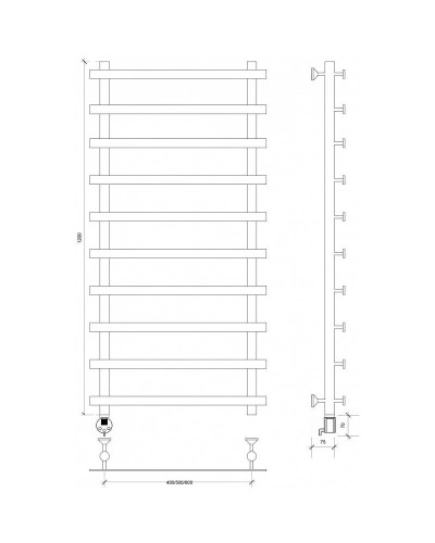 Полотенцесушитель электрический 1270х700 ТЭН левый Secado Понтида 1 4603777456603