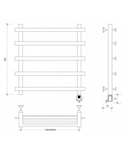 Полотенцесушитель электрический 670х700 ТЭН правый Secado Понтида 1 4603777456498