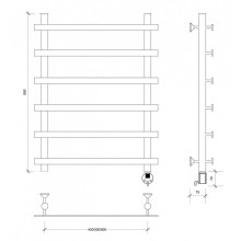 Полотенцесушитель электрический 870х500 ТЭН правый Secado Понтида 1 4603777456511