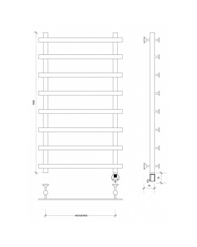 Полотенцесушитель электрический 1070х500 ТЭН правый Secado Понтида 1 4603777456559