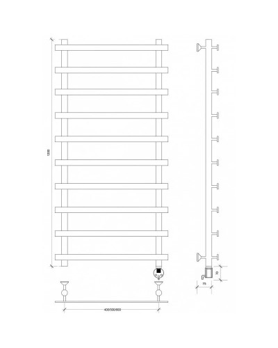 Полотенцесушитель электрический 1270х700 ТЭН правый Secado Понтида 1 4603777456610