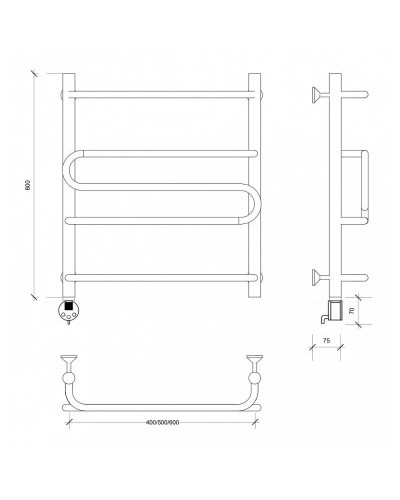 Полотенцесушитель электрический 670х632 ТЭН левый Secado Валенсия 2 4603777453916