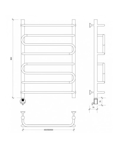 Полотенцесушитель электрический 870х532 ТЭН левый Secado Валенсия 2 4603759402574