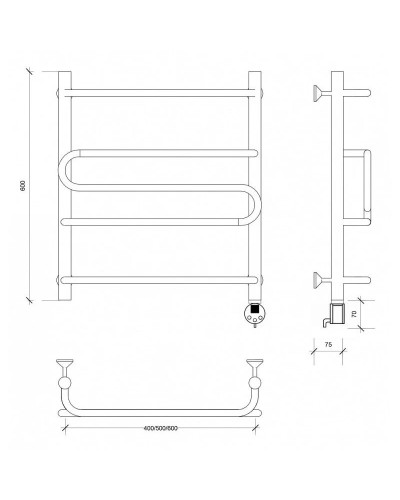 Полотенцесушитель электрический 670х432 ТЭН правый Secado Валенсия 2 4603777453909