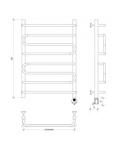 Полотенцесушитель электрический 870х532 ТЭН правый Secado Валенсия 2 4603759408316