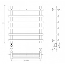 Полотенцесушитель электрический 870х600 ТЭН левый Secado Понтида 1К 4603759402031