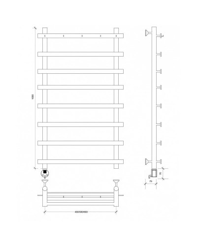 Полотенцесушитель электрический 1070х700 ТЭН левый Secado Понтида 1К 4603759402079