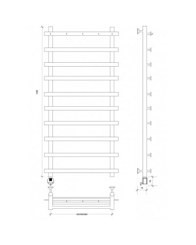 Полотенцесушитель электрический 1270х700 ТЭН левый Secado Понтида 1К  4603759402109
