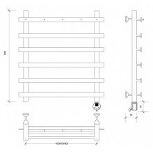 Полотенцесушитель электрический 870х500 ТЭН правый Secado Понтида 1К 4603759407821