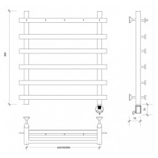Полотенцесушитель электрический 870х600 ТЭН правый Secado Понтида 1К 4603759407838