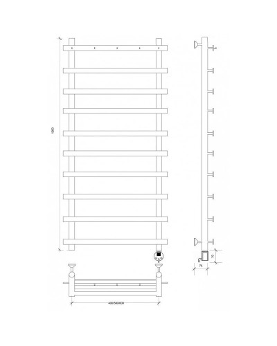 Полотенцесушитель электрический 1270х700 ТЭН правый Secado Понтида 1К 4603759407906