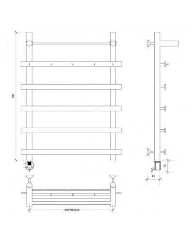Полотенцесушитель электрический 870х600 ТЭН левый Secado Понтида 1КСП 4603759403458