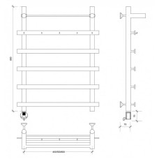 Полотенцесушитель электрический 870х700 ТЭН левый Secado Понтида 1КСП 4603777456849