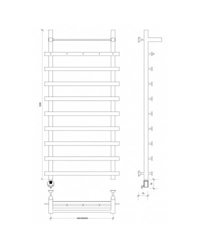 Полотенцесушитель электрический 1270х700 ТЭН левый Secado Понтида 1КСП 4603777456924