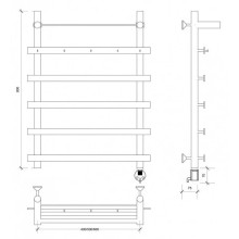 Полотенцесушитель электрический 870х500 ТЭН правый Secado Понтида 1КСП 4603777456832